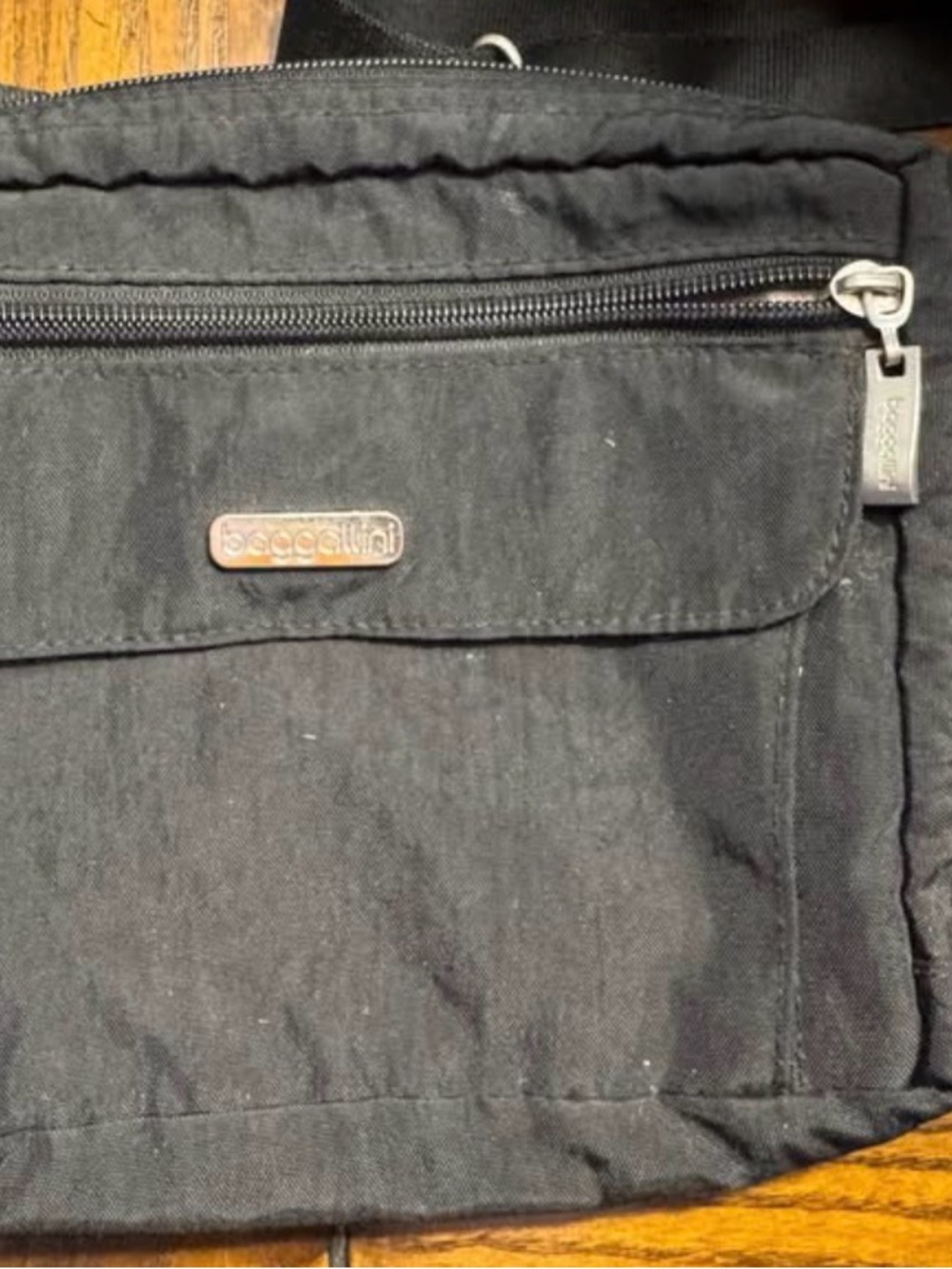 Baggallini Black Nylon Belt Bag with Front Zip Pocket